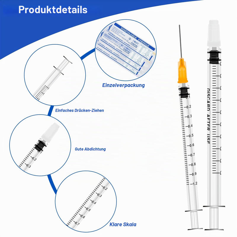GOTRUST 12 Small Syringes 1 ml Plastic Syringe, 1 ml Plastic Syringe with Blunt Tip Needle and Cap, Feeding Syringes with Measurement Food Syringe Suction Syringe for Pet Feeding, Experiments
