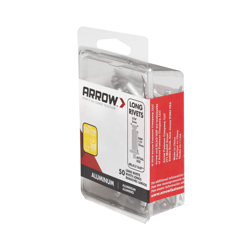 [Australia - AusPower] - Arrow RLA3/16IP Long Aluminum 3/16-Inch Pop Rivets for Metal, Fabric, Leather, and Auto Repair, 50-Pack 