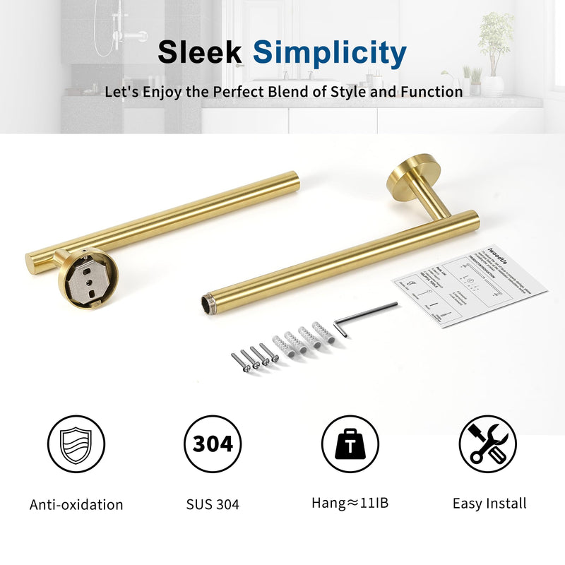 Brushed Gold Towel Bar, 24 Inch Towel Racks for Bathroom Wall Mounted, Thicken SUS304 Stainless Steel Heavy Duty Hand Towel Holder Organizer, Bathroom Accessories, Total Length 26.5 Inch Brushed Gold 26.4"