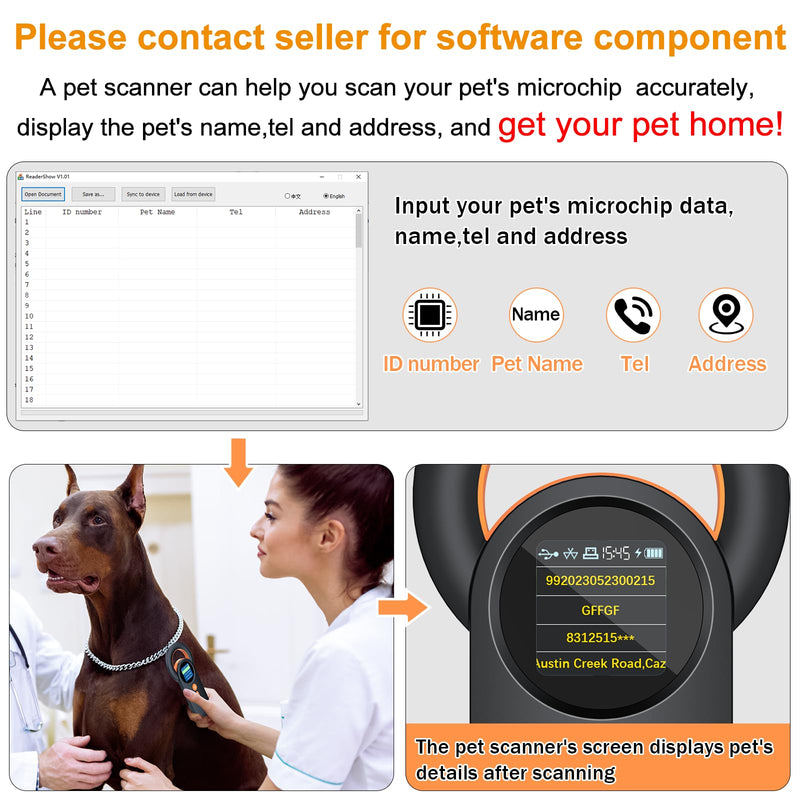 Symcode Animal Microchip Scanner with 1.44IN TFT Display, Bluetooth ...