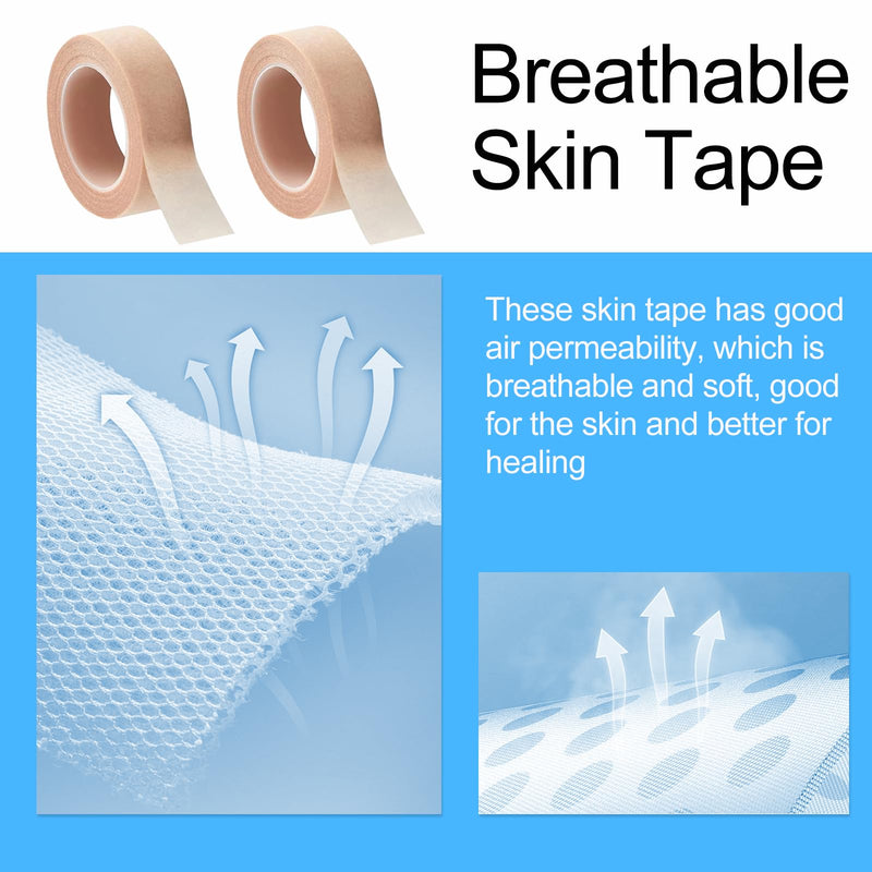 [Australia - AusPower] - 8 Rolls Micropore Tape, Paper tape medical, Nose Tape for Rhinoplasty Shaping, Flexible Surgical Bandages, Self Adhesive First Aid Bandages for Wound Injuries Swelling (0.5 in x 10 Yd) Beige 