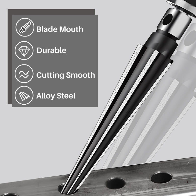 [Australia - AusPower] - Tapered Reamer Set with T Handle, 3-13mm (1/8''-1/2'') & 5-16mm (½"-5/8") 6 Fluted, Carbon Steel Hex Shank for Guitar Woodworking - 2pcs Hexagonal handle 