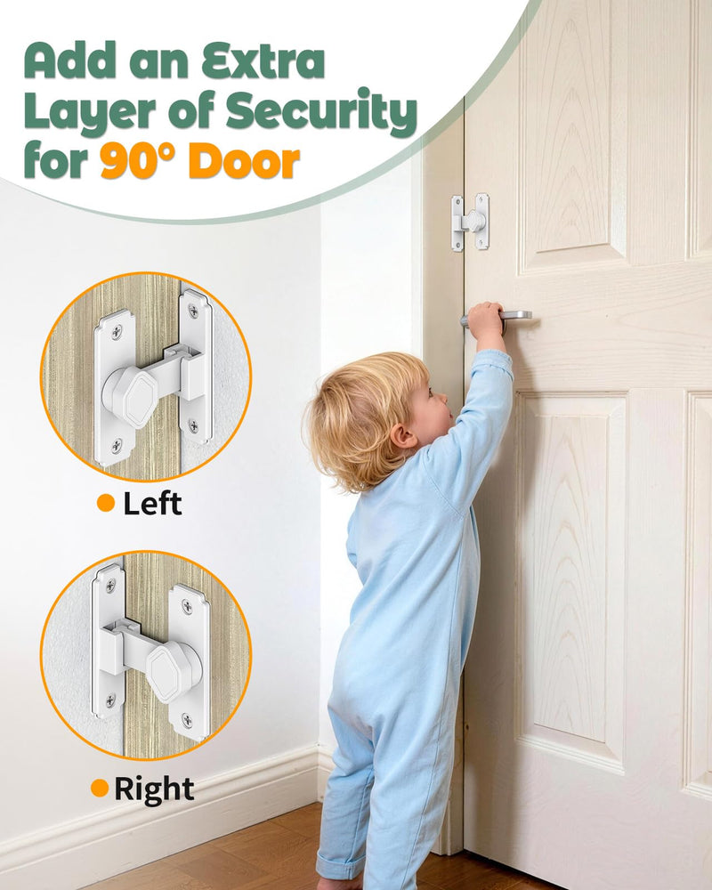 90 Degree Flip Barn Door Lock, Small Right Angle Lock Latch, Sliding Door Latches for Cabinets, Bathroom, Barn, Shed, Garden, Window - Safety & Privacy Hardware (White-4PCS) White-4PCS