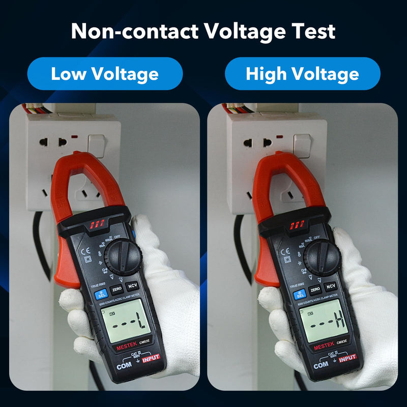 [Australia - AusPower] - MESTEK Digital Clamp Meter Multimeter Tester TRMS 6000 Counts Amp Volt Meter, Auto-Ranging Voltmeter Measures AC/DC Current, Voltage, Temperature, Capacitance, Resistance, Continuity, Diode & NCV 600A AC DC Current Meter 
