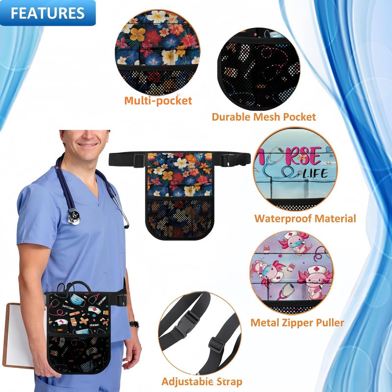 [Australia - AusPower] - Nurse Fanny Pack,Multi Compartment Medical Waist Bag,Medical Gear Pockets Storage for Stethoscopes,Bandage Scissors and Other Medical Supplies（Black） Black 