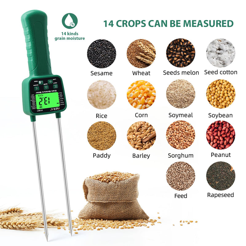 [Australia - AusPower] - Portable Hay Moisture Meter, LCD Digital Tool Moisture Meter, Wheat Soybean Grain Moisture Tester, with Voice Broadcast, for bran, Forage Grass, Testing Fibre 