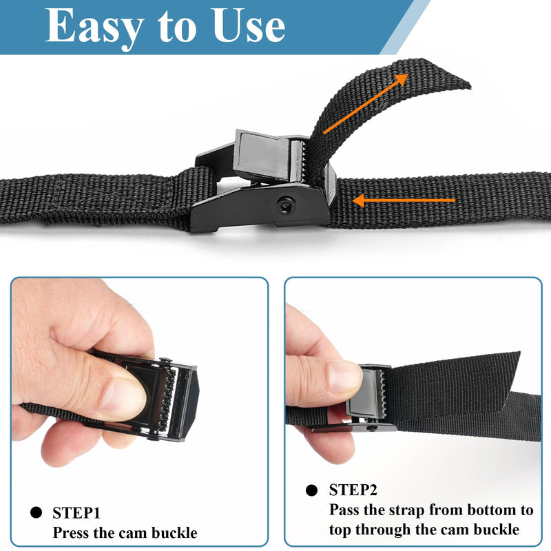 [Australia - AusPower] - PEASUG Tie Down Straps, 4 Pcs Lashing Small Ratchet Straps with Buckles, 0.78" x 5' Adjustable Simple Cinch Cam Pull Suitable for Trucks, Cargo, Luggage Black 0.78" x 5' 