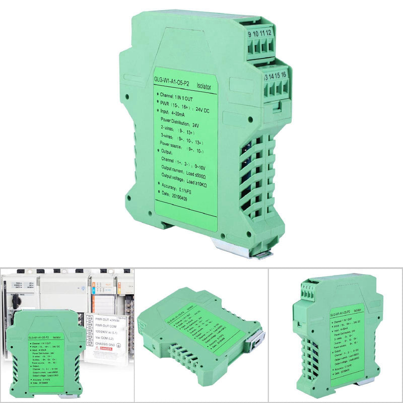 [Australia - AusPower] - GLG DC Signal Conditioner, DC Current Signal Isolator Transmitter, Low Power Consumption PLC Detect Signal Conditioner for Mechanical Equipment (One Input and one Output 4-20mA to 0-10V) One input and one output 4-20mA to 0-10V 