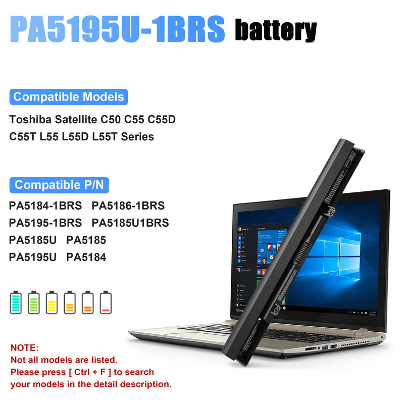 [Australia - AusPower] - PA5185U-1BRS Laptop Battery for Toshiba Satellite C55 C55D C55T S55 S55T L55 C50-B L55T L55D C55-B C55-B5200 C55-B5299 C55-B5300 C55-B5302 E45-B4100,P/N: PA5184U-1BRS PA5195U-1BRS PA5186U-1BRS 