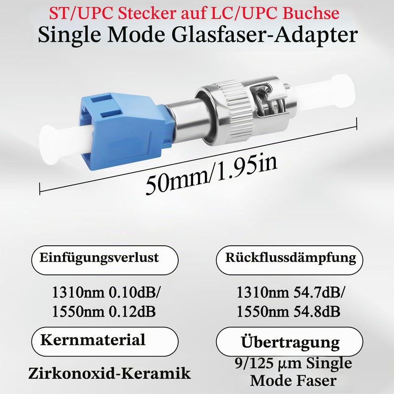 QIANRENON ST to LC Hybrid Fibre Optic Converter Coupler SM 9/125μm ST/UPC Male to LC/UPC Female Singlemode Optical Adapter for Red Light Pens Optical Power Meter Patch Cord Pigtail