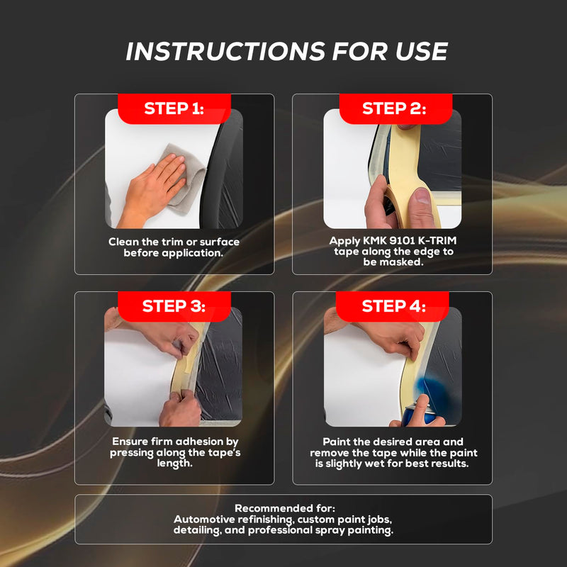 KMK 9101 K-Trim - 50mm x 10m | Professional Automotive Edging Tape for Clean and Precise Masking