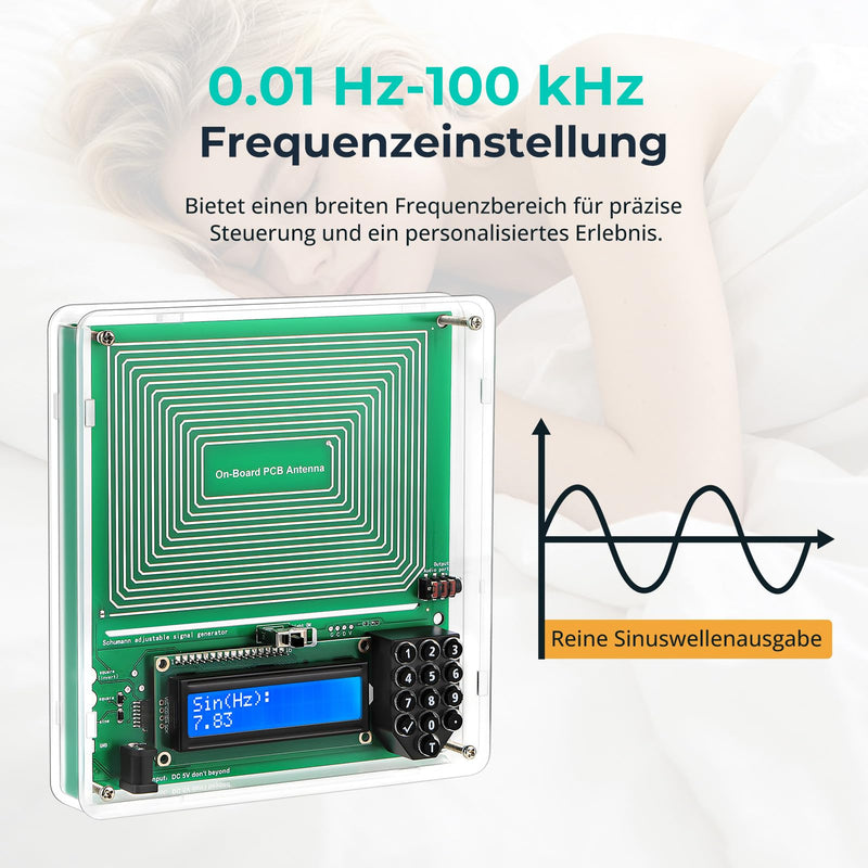 Schumann Frequency Generator Device, 7.83 Hz Adjustable (0.01 Hz to 100,000 Hz) Schumann Resonance Generator with USB-C & Display Low Frequency Sine Wave Resonator for Sleep, Relaxation & Stress