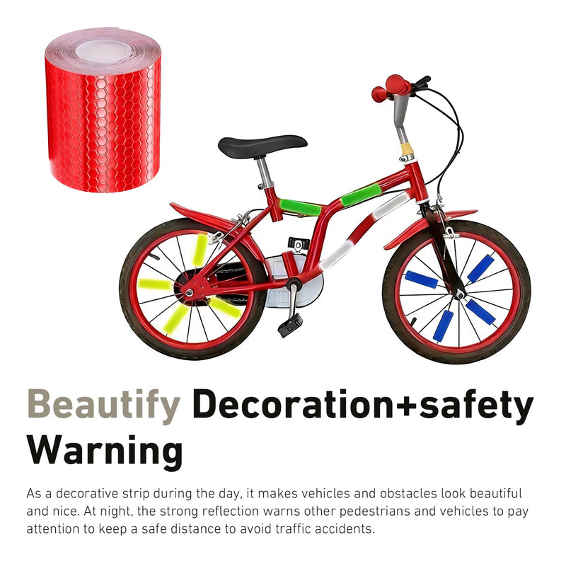 Car Reflective Safety Tape, 2" x 9.8ft Night Warning Car Body Decor Decal, Cuttable High Brightness Waterproof Bumper Sticker, Universal for Most Cars, SUVs, Trucks (Red) 1 PC Red