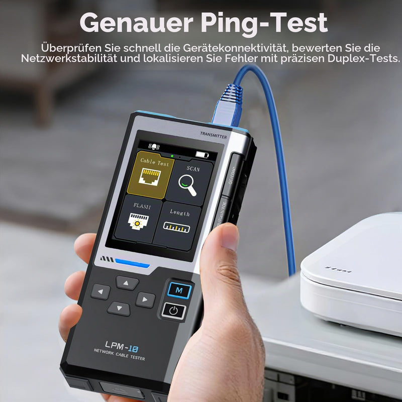 Network Tester, Network Tester, Cable Network Cable Tester, Interference-free PoE Cable Test, Crimp Test, Cable Speed, Port Flashing Detection, NCV Contactless Detection (LPM-10A)