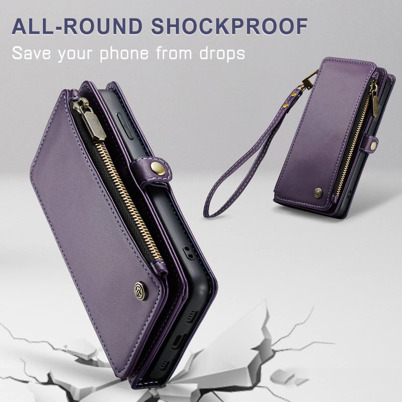 [Australia - AusPower] - Defencase for iPhone 11 Case, RFID Blocking for iPhone 11 Wallet Case for Women and Men with Card Holder, Zipper Pocket Magnetic Flip PU Leather Protective Cover for iPhone 11 Phone Case 6.1, Purple Elegant Purple 