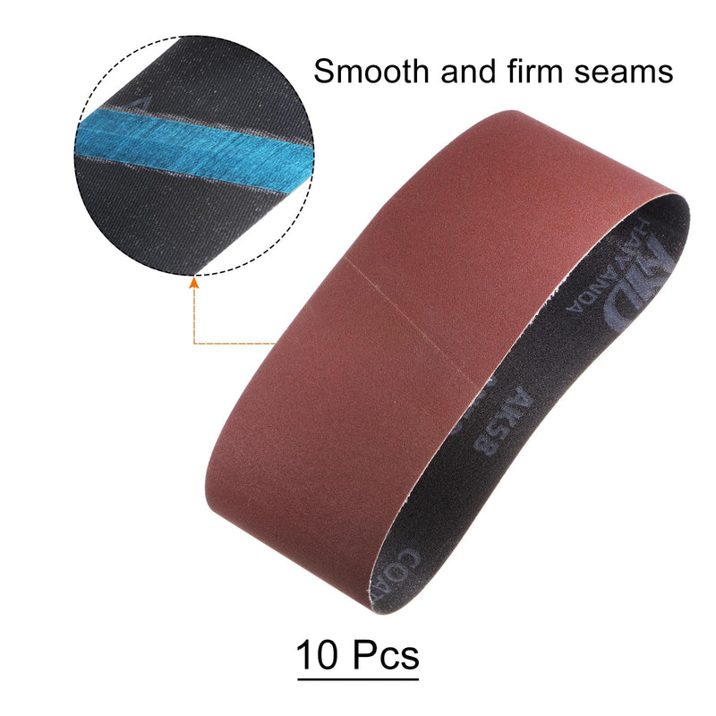 [Australia - AusPower] - 10pcs Sanding Belts 4 x 24 Inch Belt Sander Paper 320 Grit Aluminum Oxide Sandpaper Belt for Sanding Polishing Wood Metal Paint 