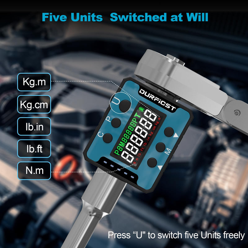 [Australia - AusPower] - DURFICST Pro Mechanic Bundle: 1/2" Digital Torque Adapter (±2% Accuracy, 4-135N.m) & Car Paint Thickness Gauge (0-1500μm) for Automotive Repair & Used Car Inspection 