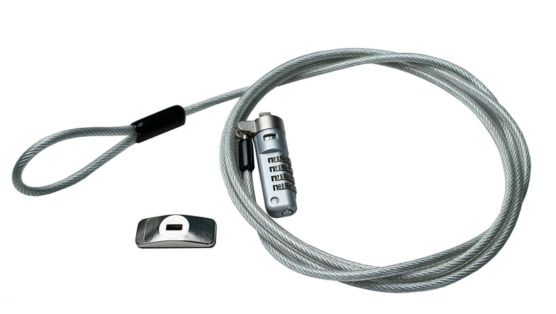 [Australia - AusPower] - Combination Lock Cable – CTA Secure Combination Lock with 3M Adhesive Plate for Laptops, Tablets, & Other Devices with Security Kensington Slots (LT-SCC) - Silver 