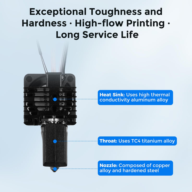 Comgrow X1 Series 3D Printers Hotend Kit, X1 Carbon, X1, X1C Full Assembly Hot End with Fans, Thermistor, Hardened Steel Nozzle and Heating Block, Extruder Replacement for Bamboo Lab X1 Carbon/X1/X1C X1C Hotend
