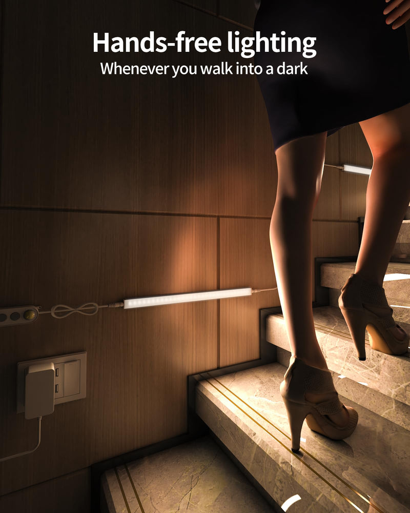 [Australia - AusPower] - ASOKO Motion Sensor Dimmable Led Under Cabinet Lighting Plug in - 3 Pcs 12 inches Linkable Counter Light Bars, Led Closet Light Daylight White 4500K Motion sensor-3 pack 