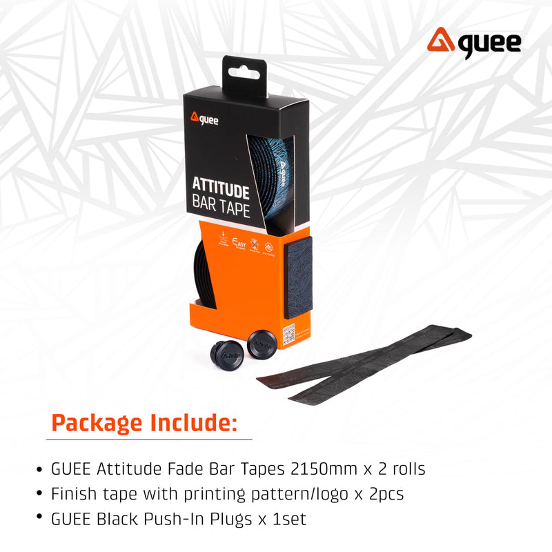 GUEE Attitude Fade Road Bike Handlebar Tape with Shock-Absorbing EVA Foam & Eco-Friendly TPU, Anti-Slip Cycling Bar Tape for Enhanced Grip and a Comfortable Ride (2 Rolls) (Fading Blue) Fading Blue