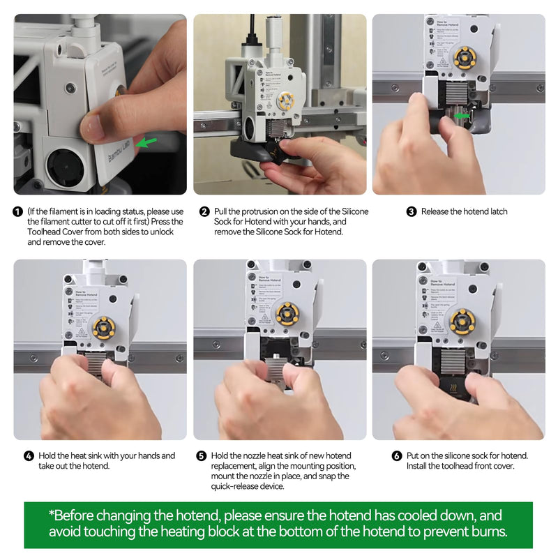 Bamboo Lab Original A1 Mini,A1 Stainless Steel Hotend Kit with 0.4mm Harden Steel Nozzle, All Metal Extruder Hot End, Heating Block Replacement A1 hotend 0.4mm stainless