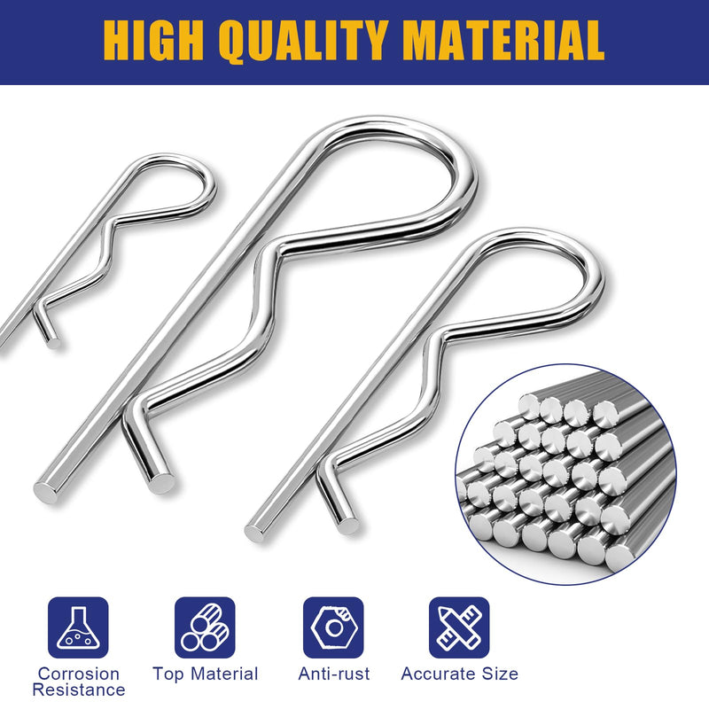 [Australia - AusPower] - 140pcs Cotter Pins, Woweasi Durable Cotter Pin Assortment Kit, Heavy Duty Carbon Steel R Clips Cotter Pins for Mechanics, Lawn Mowers, Rv Owners 