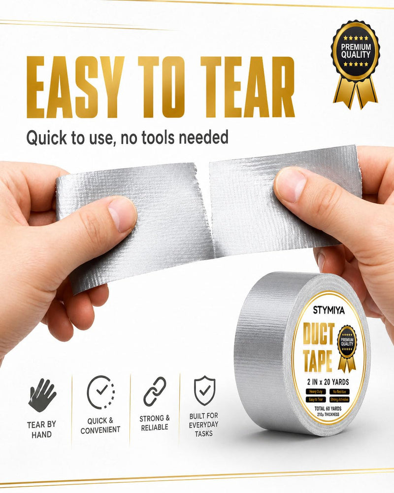 Silver Duct Tape Heavy Duty: Wide Waterproof Outdoor Duck Furniture Repair Tape Bulk - Strong Adhesive Weather UV Resistant No-Residue Masking Tapes Patterns Variety Pack (3, Silver) 3Pack-Silver