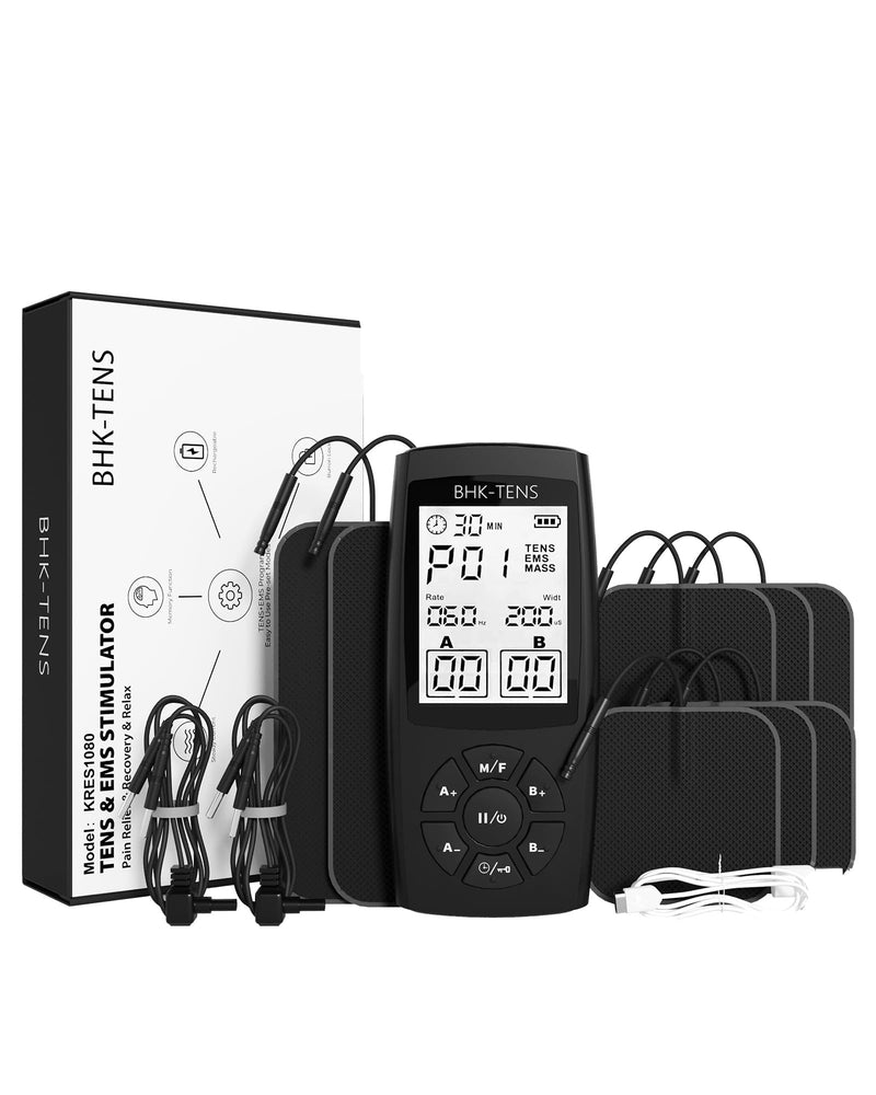 [Australia - AusPower] - TENS Unit Muscle Stimulator for Pain Relief Therapy, 22 Modes EMS TENS Machine, Electronic Muscle Relaxer for Shoulder Pain Relief, Back Pain, Shoulder Neck Pain Relief Black 
