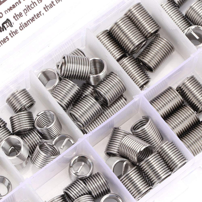 [Australia - AusPower] - 100 PCS M7 Coiled Wire Thread Sleeve Thread Repair Insert Stainless Steel Thread Screws Sleeve Assortment Thread Fastener with Storage Box Repair Threaded Holes 