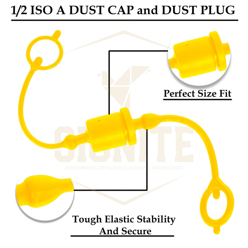 [Australia - AusPower] - (6 Set) 1/2 ISO A Tractor Hydraulic Hose Caps and Plugs Couplers Male Dust Cap and Female Plug Cover, Quick Disconnects Port Plug Fitting with Retention Ring Keeps Cap Attached to Hose (6 Colors) 