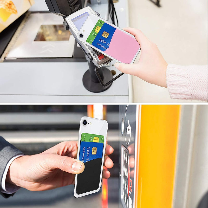 [Australia - AusPower] - Senose Phone Wallet, Card Holder for Back of Phone Stick on Phone Cases Great Storage Compatible for iPhone/Android/Samsung Galaxy Pack of 5 Black+White+Gray+Pink+Light Blue 