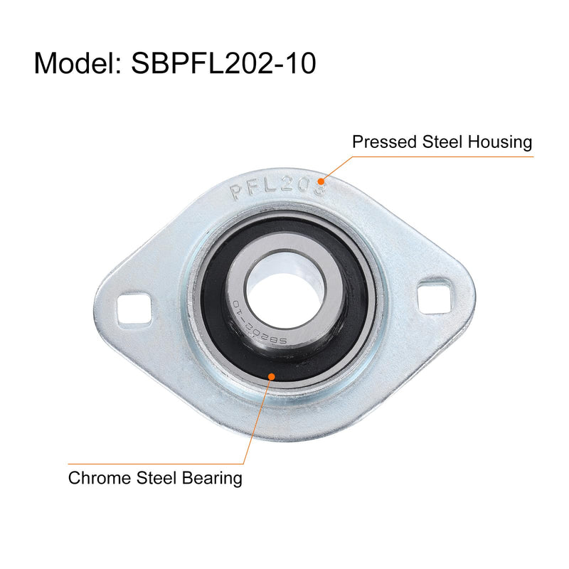 [Australia - AusPower] - uxcell SBPFL202-10 Pillow Block Bearings 5/8" Bore Bearing Units Steel Flange Mounted Bearing Housing with Wrench SBPFL202-10 (ID 5/8") 