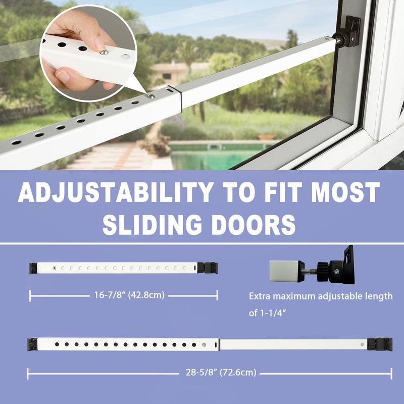 2-Section Upgrade Window Security Bar with Child-Proof Anti-Lift Lock, Easy Install for Single Hung Windows or Narrow Patio Doors, Extendable (16-7/8" to 29-7/8"), White 16-7/8" to 29-7/8" 1 Pack