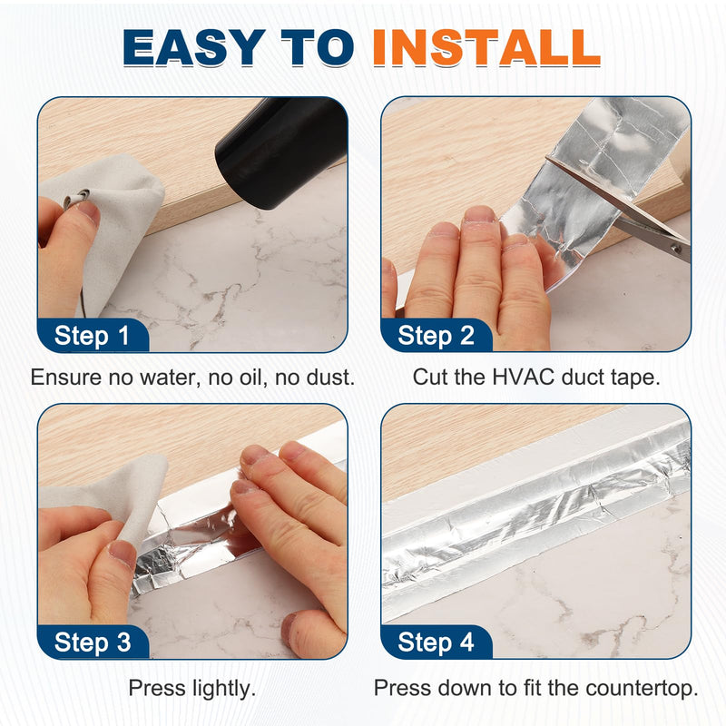Aluminum Foil Tape (1.6" x 164Feet, 2mil) - Heavy Duty Waterproof Silver Metal Duct Tape High Temperature HVAC Heat Patch with Tool, for Ducting/HVAC/Metal Insulation and Repair 1.6" x 164Feet, 2mil