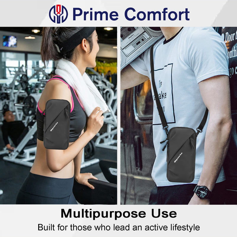 [Australia - AusPower] - Phone Holder Arm Bands, Small Crossbody Shoulder Holsters Bag with Arm Band, Fits iPhone and All Cell Phones, Use for Running, Walking, Hiking & Biking (Plus Size,Black) Black 