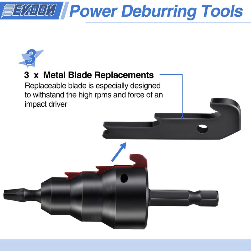 [Australia - AusPower] - Feekoon 1/2'' 3/4'' Power Conduit Reamer Tools Kit, Includes 3 Reamer Replacement Blades, 3 Set Screw, 1 No. 2 Square Recess Bit and 1 Hex Key Wrench(1/16''), Ream 1/2'', 3/4'' and 1 Inch Conduit Pipe 