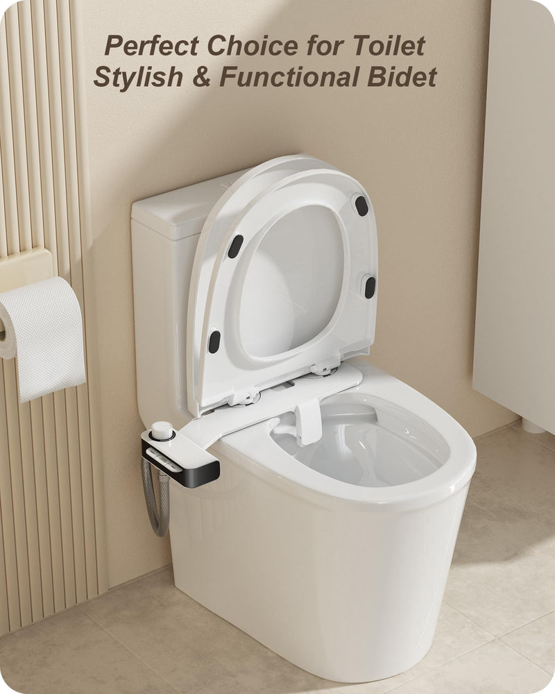 Ultra-Slim Bidet Attachment for Toilet Dual Nozzles Feminine & Rear Wash Bidet Toilet Seat Attachment Non Electric Self Cleaning Adjustable Water Pressure, Rear Wash (KB001) KB001