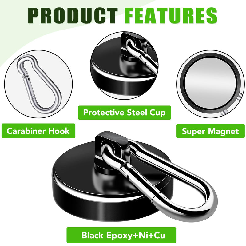 [Australia - AusPower] - E BAVITE Carabiner Magnetic Hooks, 110LBS Strong Black Magnetic Hooks Heavy Duty with Swivel Carabiner Hook, Great for Hanging for Cruise, Garage, Kitchen, Refrigerator, Locker (12-Pack) Black-12P 