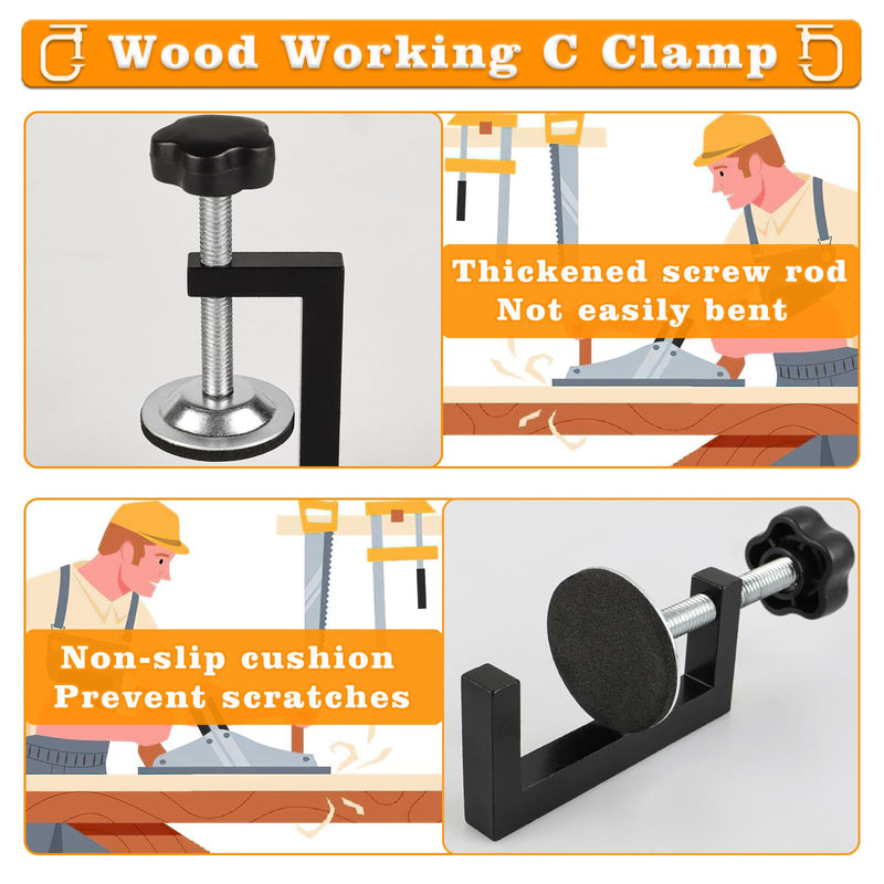 [Australia - AusPower] - 3 Inch C Clamp for Woodworking, Heavy Duty Steel C Clamps, Small C Clamps for Desktop Workpiece Fixing (4 Pcs) 