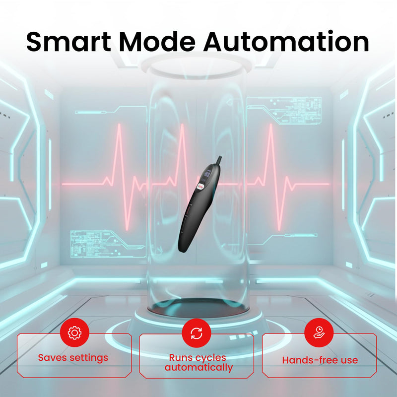 LeLuv Magna LCD Smart Handheld Electric Vacuum Pump Handle — USB-Rechargeable Precision Vacuum Controller with Manual & Smart Modes, with Release Safety, Professional Vaccum Tool - Black Silicone