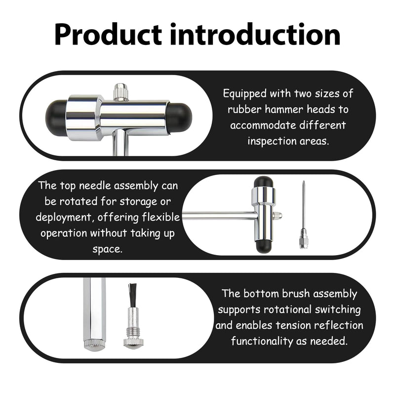 Trömner Neurological Reflex Hammer for Medicine, Neurological Reflex Hammer with Built-in Brush and Needle, Versatile Diagnostics, for Medical and Care Applications