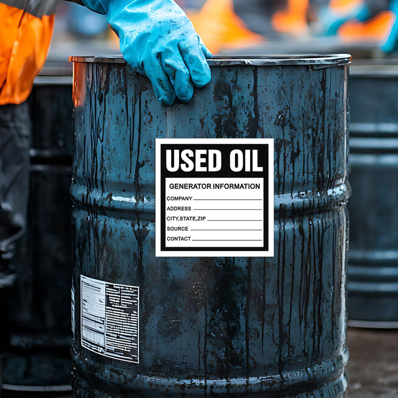 [Australia - AusPower] - Harloon 100 Pack Adhesive-Poly Vinyl Hazardous Waste Label 6 x 6 Inches Used Oil Label, Black and White Hazardous Material Stickers for Industrial, Chemical Safety Compliance(Information Style) Information Style 