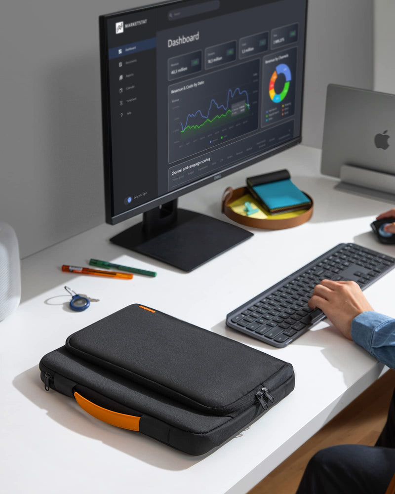 [Australia - AusPower] - tomtoc 360 Protective Laptop Carrying Case for 14-inch MacBook Pro M3 A2992 A2918 M2/M1 Pro/Max A2779 A2442 2023-2021, 12.9-inch iPad Pro 3rd-6th Gen, Water-Resistant MacBook Accessory Bag Sleeve 14-inch for MacBook Pro Black 