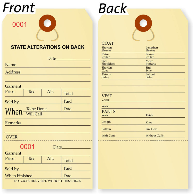 SmartSign Numbered Alteration Tags | 3.125" x 6.25" Manila Stock, Pack of 500