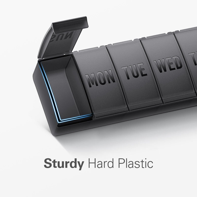 [Australia - AusPower] - Barhon Pill Organizer Large, Weekly Pill Organizer, Travel Pill Box Medicine Pill Organizer, 7 Day Pill Case for Big Vitamin Supplements Fish Oil Black 