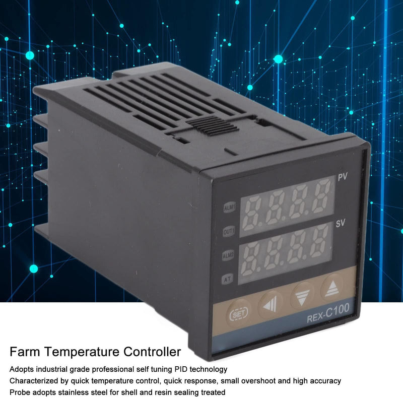 [Australia - AusPower] - 100-240 V Temperature Controller, 1.89 x 1.89 x 3.54 Inch Digital Thermostat Temperature Controller 0 to 400 Degrees Celsius Temperature Monitor with K-Thermocouple Relay for Heating Cooling Aquarium 