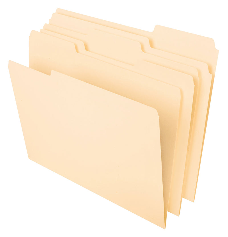 Brady Authentic (M21-750-595-WT) All-Weather Vinyl Label for Indoor/Outdoor ID & Pendaflex File Folders, Letter Size, 8-1/2" x 11", Classic Manila, 1/3-Cut Tabs in Left, Right