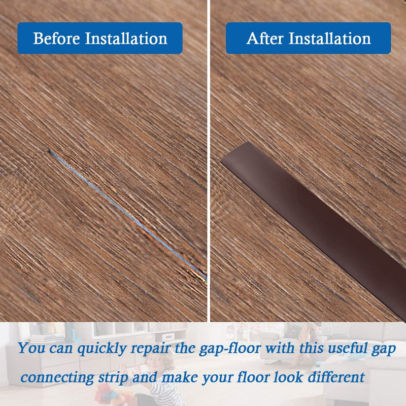 Floor Transition Strip Self Adhesive Floor Cover Strips Laminate 2" Wide Vinyl Flat Divider Transitions (5cm, 6.56Ft, Brown) 2 Inch x 6.56 Feet