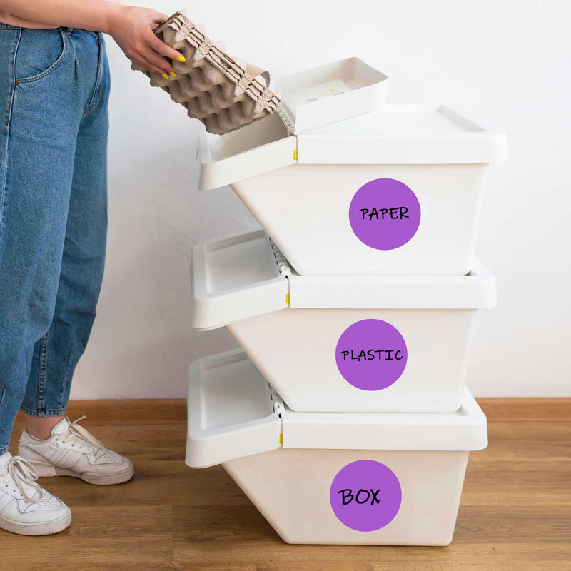 PARLAIM 3”Color Coding Labels Stickers,4Rolls/2000per Dispenser Box Round Adhesive Circle Dot Stickers for Inventory Office Home（Purple） Purple 4 Rolls-2000 Pack